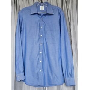 Brooks Brothers Milano Fit Non Iron Stretch Dress Shirt Blue 16-34